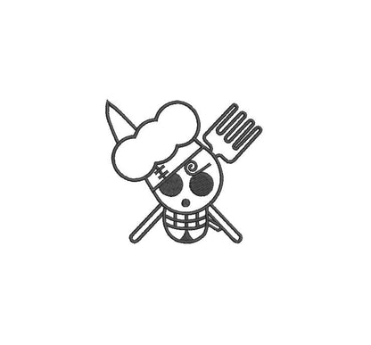 Chef Skull Outline Oversized Tee