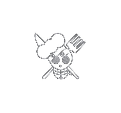 Chef Skull Outline Oversized Tee